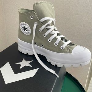 Converse High Top Olive Lugged Platform Sneakers